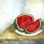 Stillleben mit Melone - Acryl auf Papier 2013 (60x43cm)